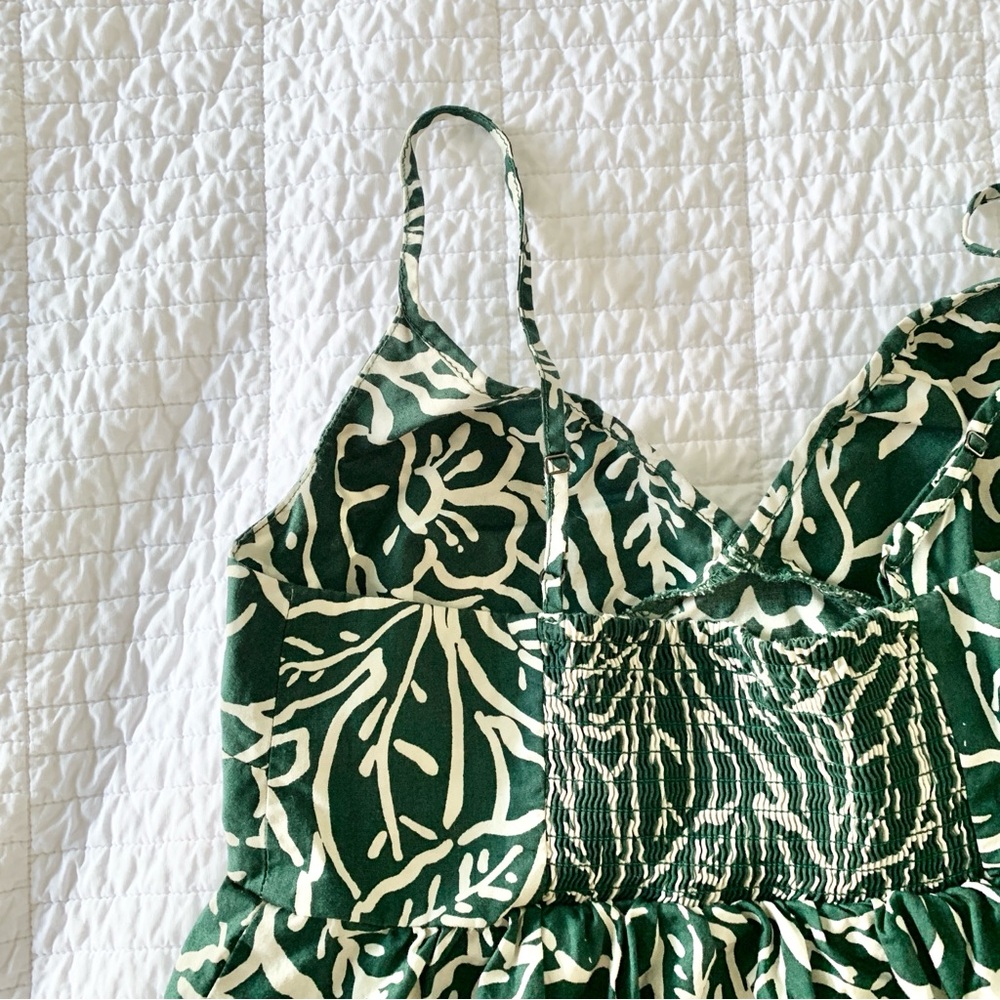 Gap Tiered Floral Midi High Low Dress - Dark Green - Size Small - Picture 4 of 8